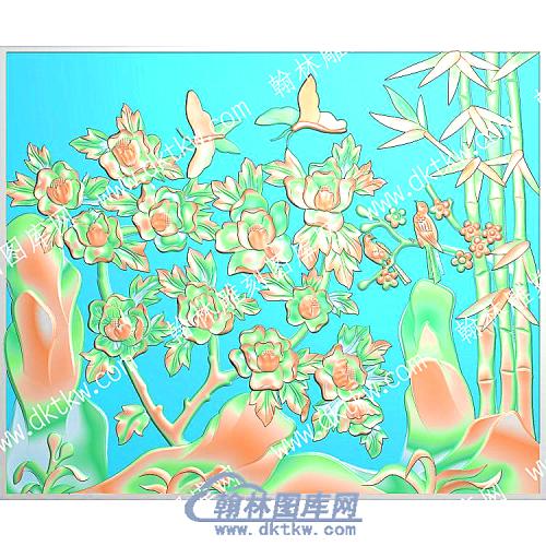 竹子花鸟蝴蝶梅花精雕图（ZSZW-743）