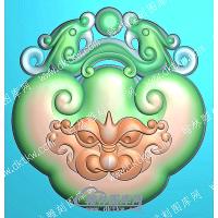 挂件兽头长命锁精雕图（GCMS-001）