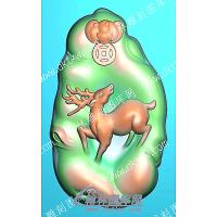 挂件梅花鹿精雕图（GJDW-057）