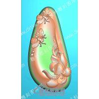 挂件莲花蝴蝶精雕图（GJZW-001）
