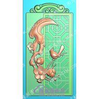 挂件牌头喜鹊花鸟精雕图（GJZW-006）