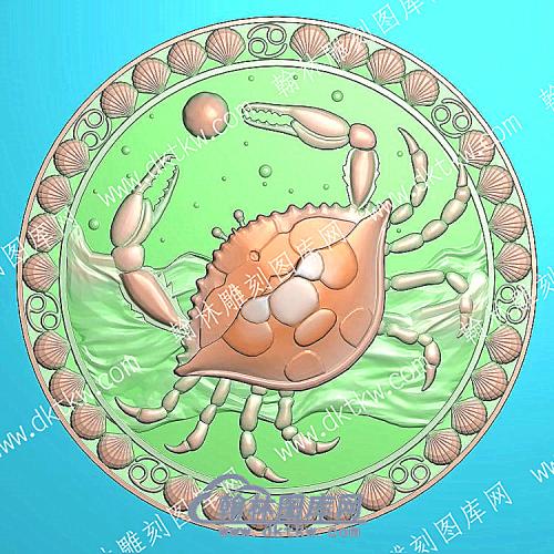 挂件十二星座巨蟹座精雕图（GJRW-061）