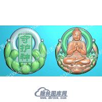 挂件人物莲花守护神之一阿弥陀佛精雕图（GJRW-023）