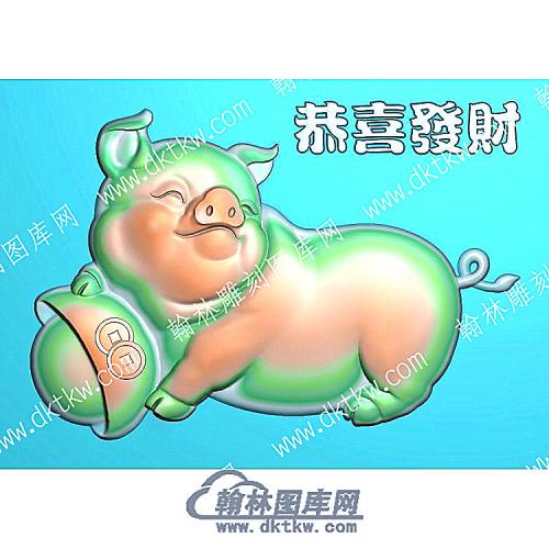 中式元宝胖胖猪精雕图（ZSDW-0611）