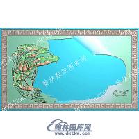 行业回纹边荷叶莲花精雕图（HYCP-083）