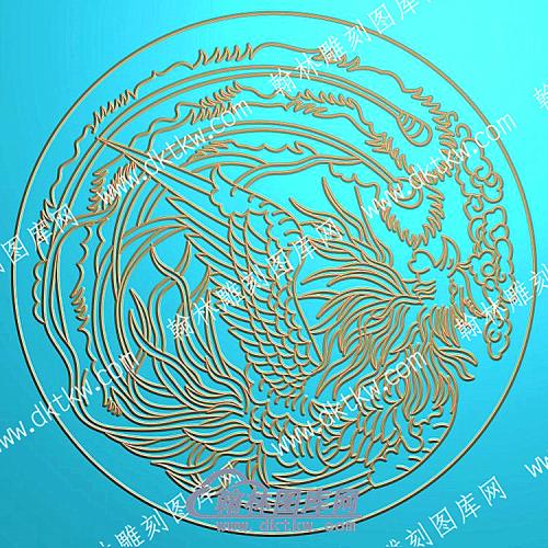 中式凤凰圆形精雕图（ZSLF-0721）