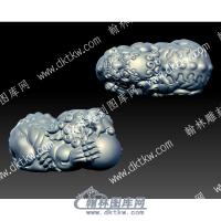 狮子玉雕手把件立体圆雕图（YDSBJ-030）