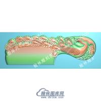 行业孔雀开屏梳子精雕图（HYSZ-032）