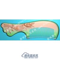 行业山茶花鸟梳子精雕图（HYSZ-045）