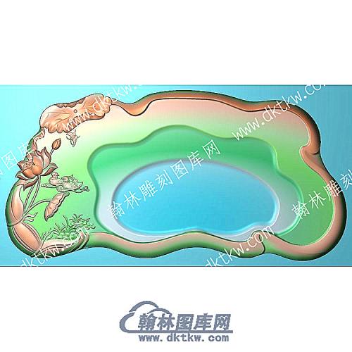 荷花鱼鸳鸯行业茶盘精雕图（HYCP-116）