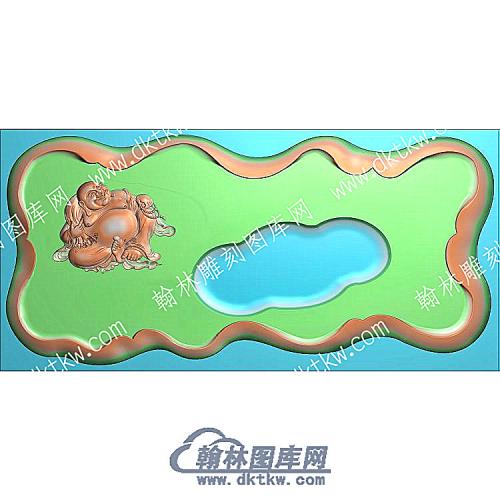 弥勒佛行业茶盘精雕图（HYCP-149）