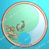 圆鱼行业茶盘精雕图（HYCP-155）