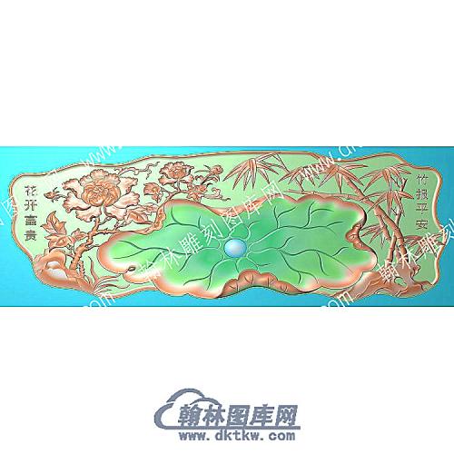 竹子牡丹行业茶盘精雕图（HYCP-163）