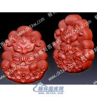 九尾狐坐狐狸吊坠立体圆雕图（YDDZ-086）