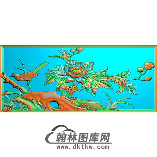 牡丹鸟无线碑板精雕图（MBBB-1593）