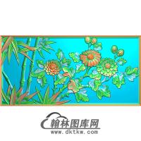 菊花竹子无线碑板精雕图（MBBB-1595）