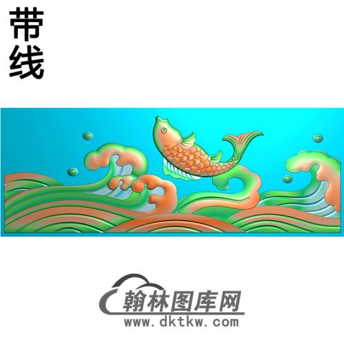 鲤鱼碑板精雕图（MBBB-1566）