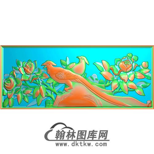 牡丹鸟碑板精雕图（MBBB-1601）