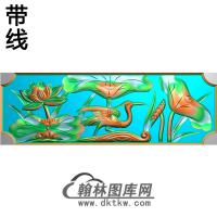 荷花鹿碑板精雕图（MBBB-1634）