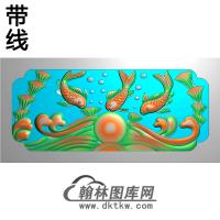 荷花鱼碑板精雕图（MBBB-1662）