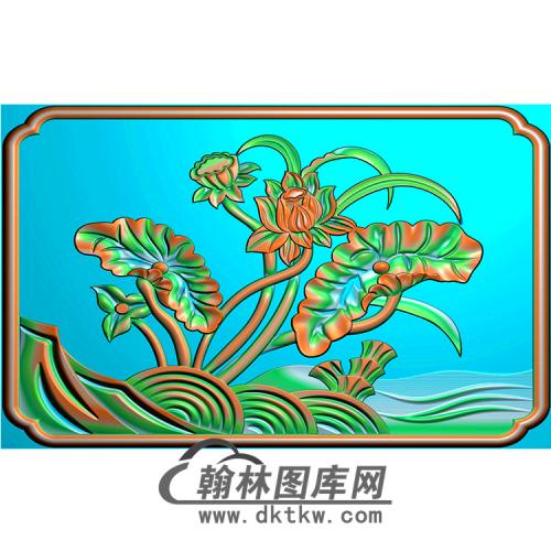 荷花无线碑板精雕图（MBBB-1673）