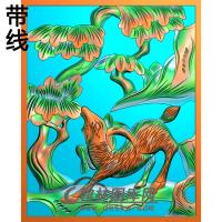 松鹿碑板精雕图（MBBB-1723）