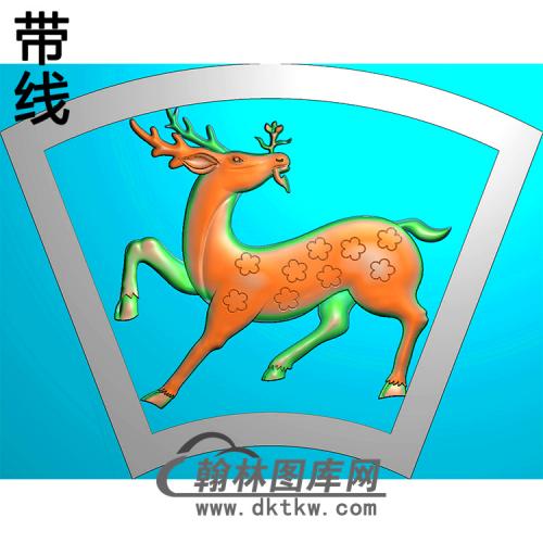 鹿碑板精雕图（MBBB-1737）