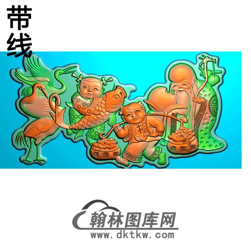 寿星童子碑板精雕图（MBBB-1835）