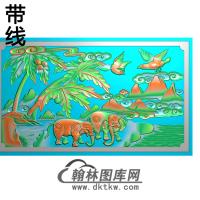 大象碑板精雕图（MBBB-1853）