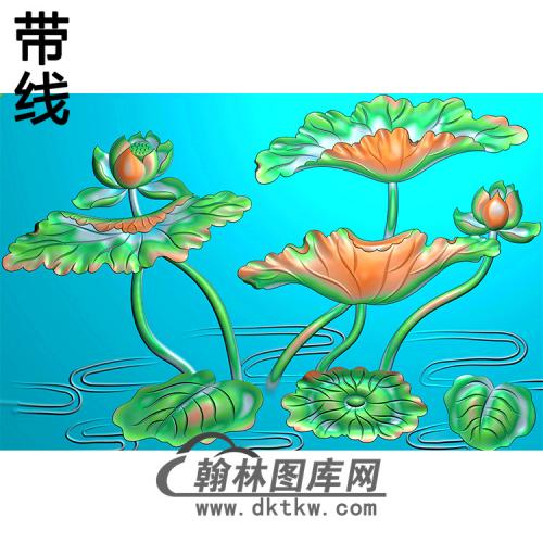 荷花碑板精雕图（MBBB-1865）