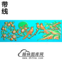 桃子鸟碑板精雕图（MBBB-1872）