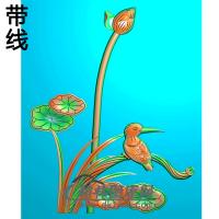 荷花鸟碑板精雕图（MBBB-1964）