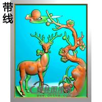 鹿碑板精雕图（MBBB-2077）