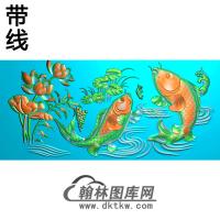 荷花鲤鱼碑板精雕图（MBBB-2170）