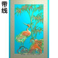 竹子鹤碑板精雕图 （MBBB-2180）