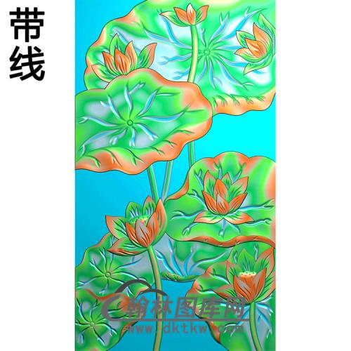 荷花碑板精雕图（MBBB-2185）