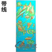荷花鱼碑板精雕图（MBBB-2186）