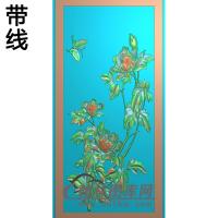 牡丹蝴蝶碑板精雕图（MBBB-2217）