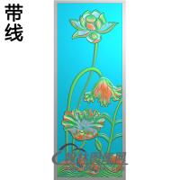 荷花碑板精雕图（MBBB-2243）