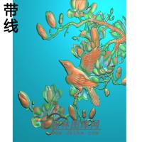玉兰花鸟碑板精雕图（MBBB-2266）