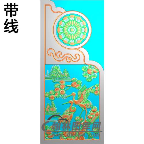 松鹤抱鼓精雕图（MBBG-0831）