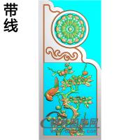 梅花鸟抱鼓精雕图（MBBG-0844）