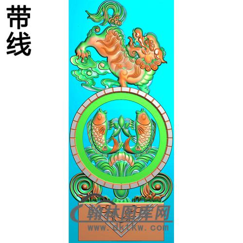 鲤鱼抱鼓精雕图  （MBBG-0902）