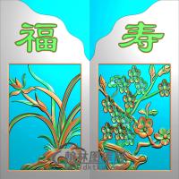 福寿抱鼓精雕图 （MBBG-1017）