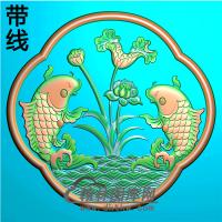 荷花鱼抱鼓精雕图（MBBG-1050）