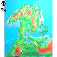 山水建筑带线精雕图(ZSJD-0128)