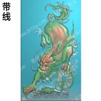 中式精雕图 动物专区 麒麟带线(ZSJD-0135)