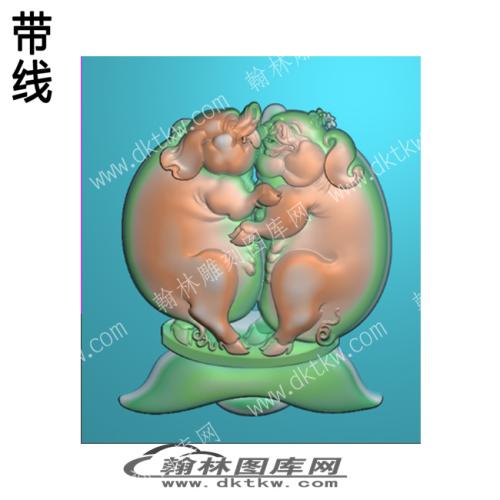 中式精雕图 动物专区 猪带线(ZSJD-0137)