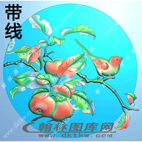 苹果水果鸟精雕图（ZSZW-792）