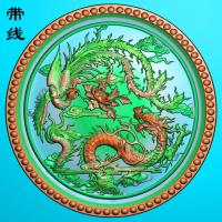 圆形龙凤挂件精雕图(GJF-020）